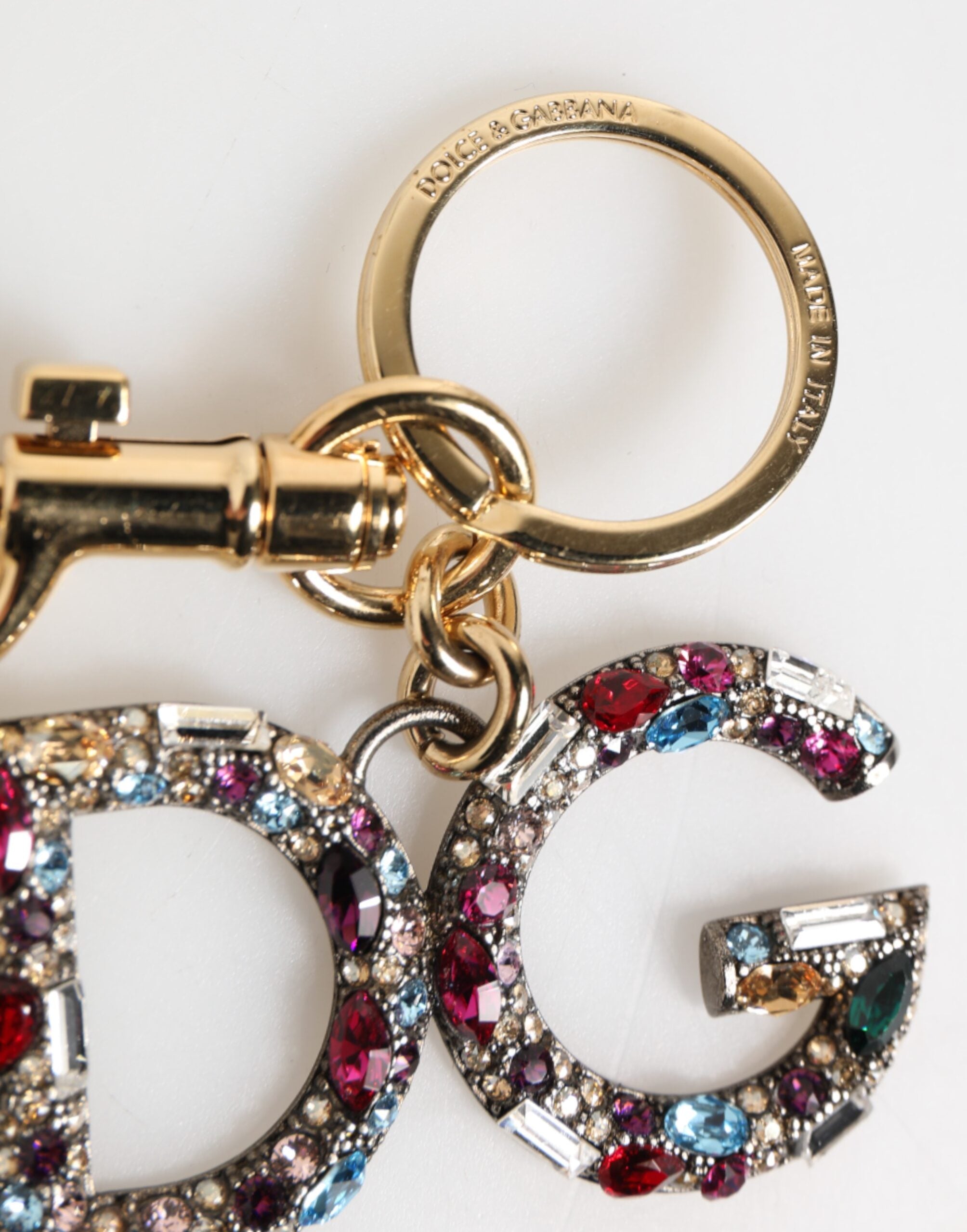 Kilaue Dolce & Gabbana crystal DG logo gold keychain on keyring
