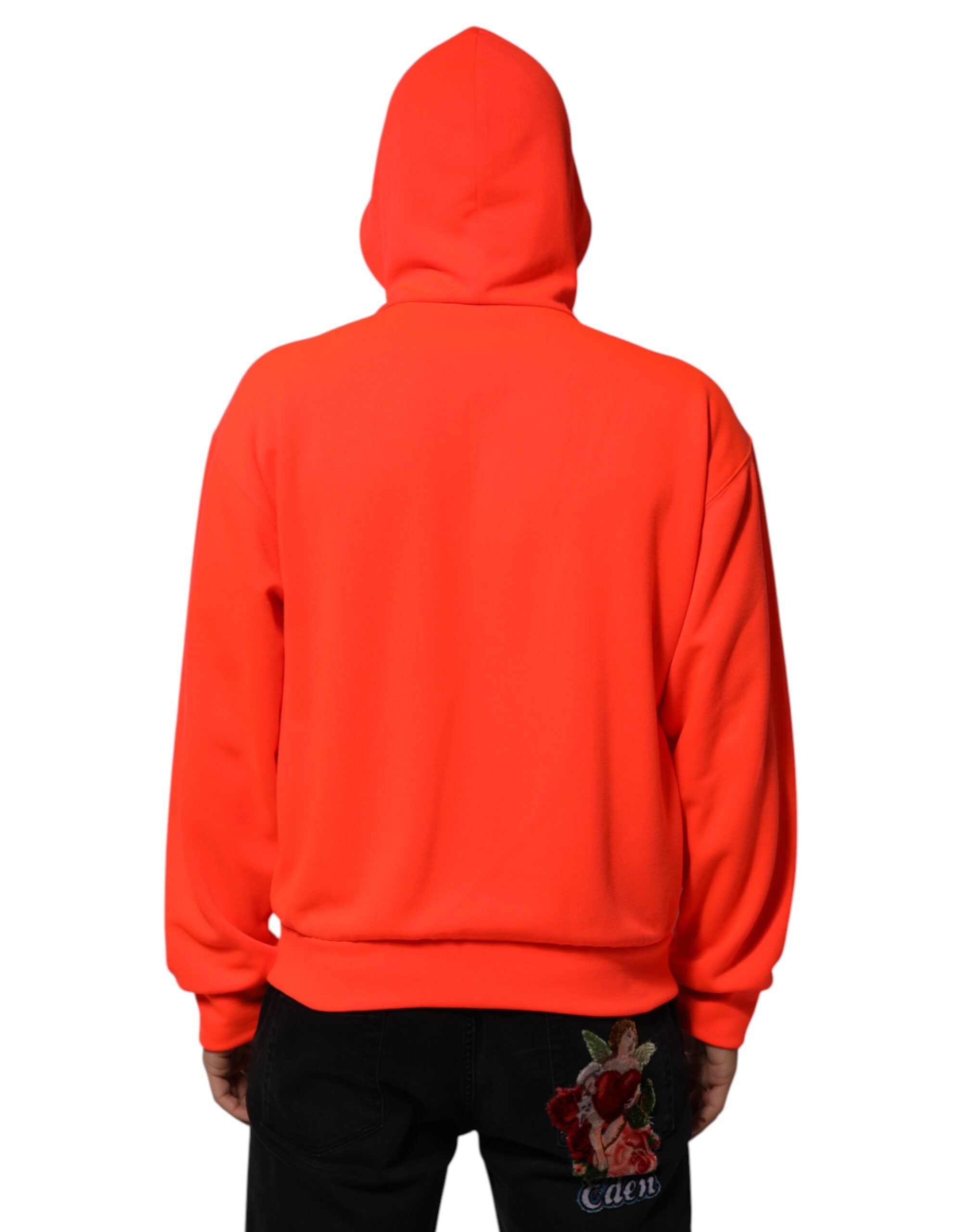 Kilaue Dolce & Gabbana fluorescent red logo hoodie worn on model
