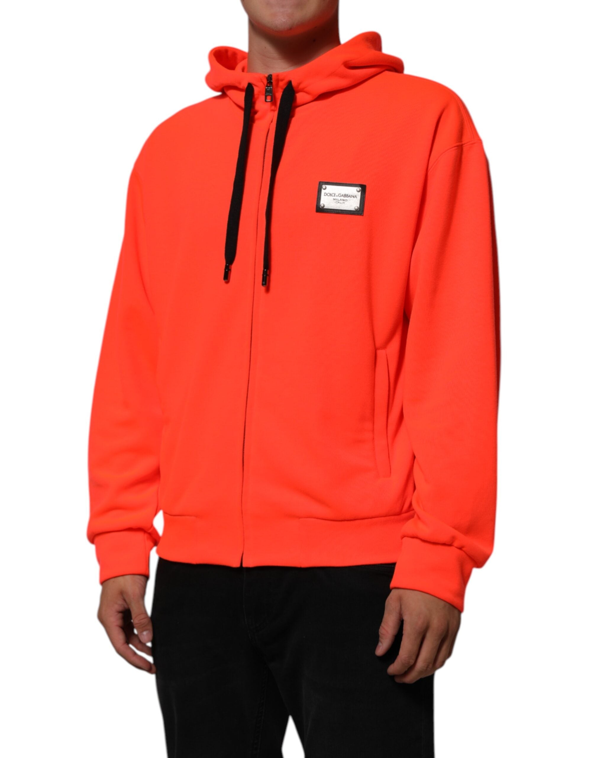 Kilaue Dolce & Gabbana fluorescent red logo hoodie side view
