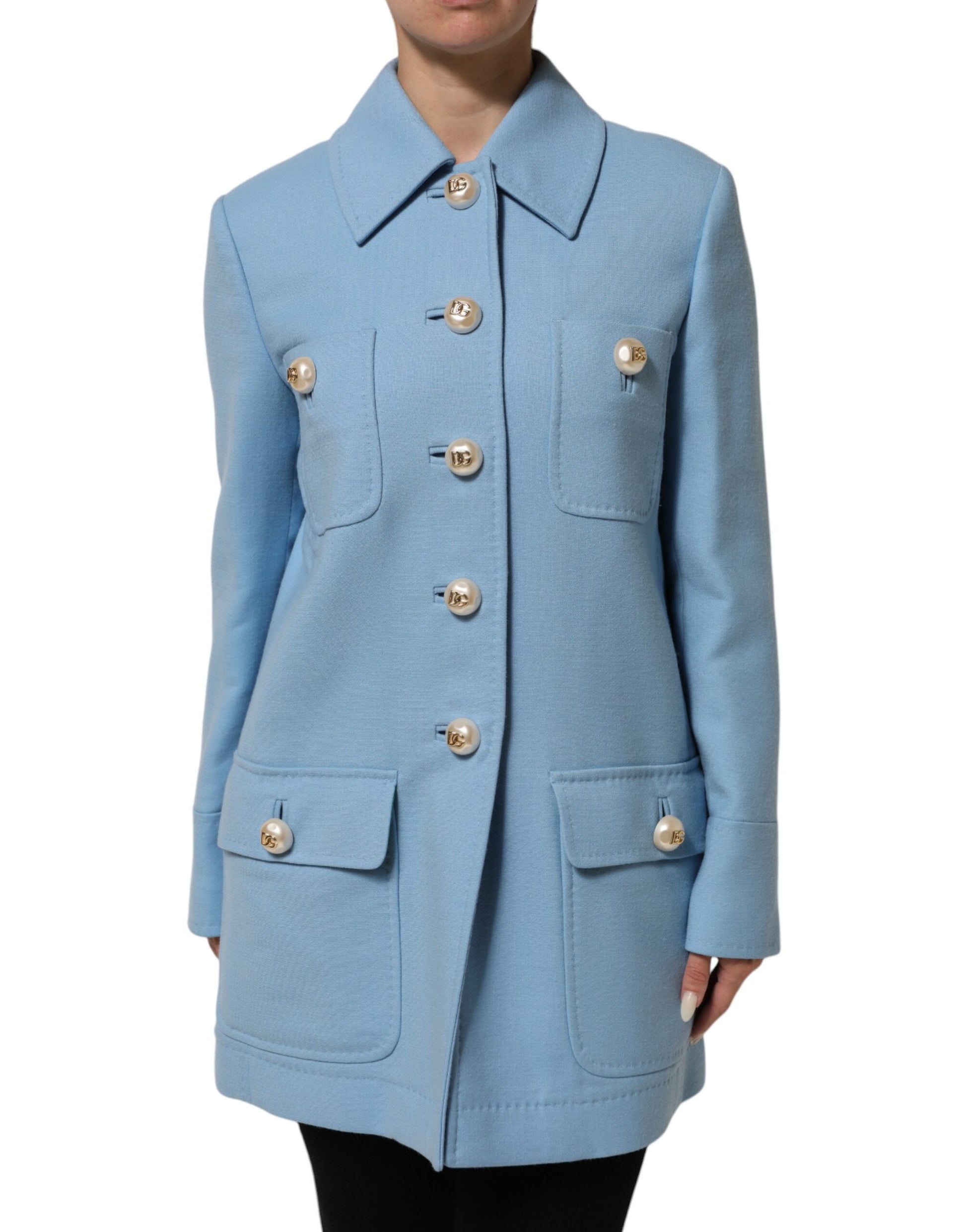 Kilaue Dolce & Gabbana royal blue trench coat back view

