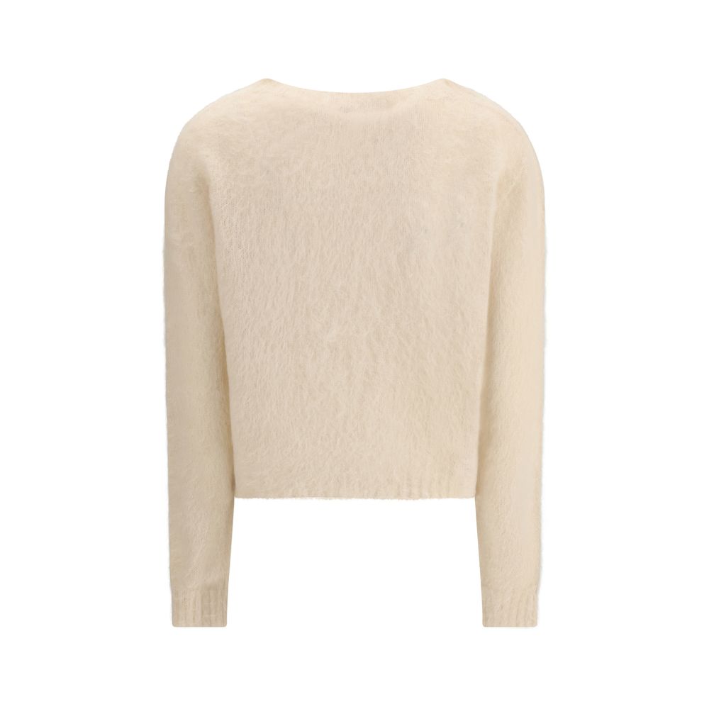 Max Mara Studio beige Aceto mohair blend sweater back view