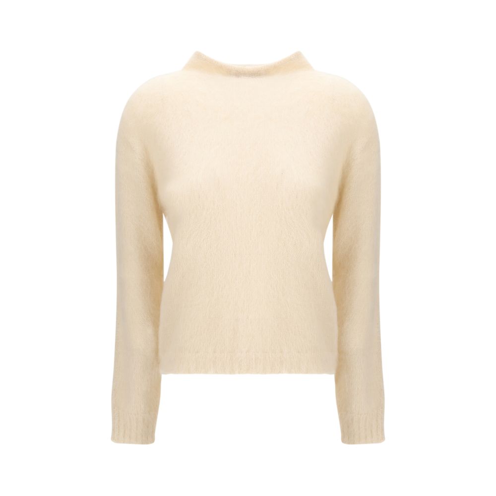 Max Mara Studio cream mohair blend turtleneck sweater luxury