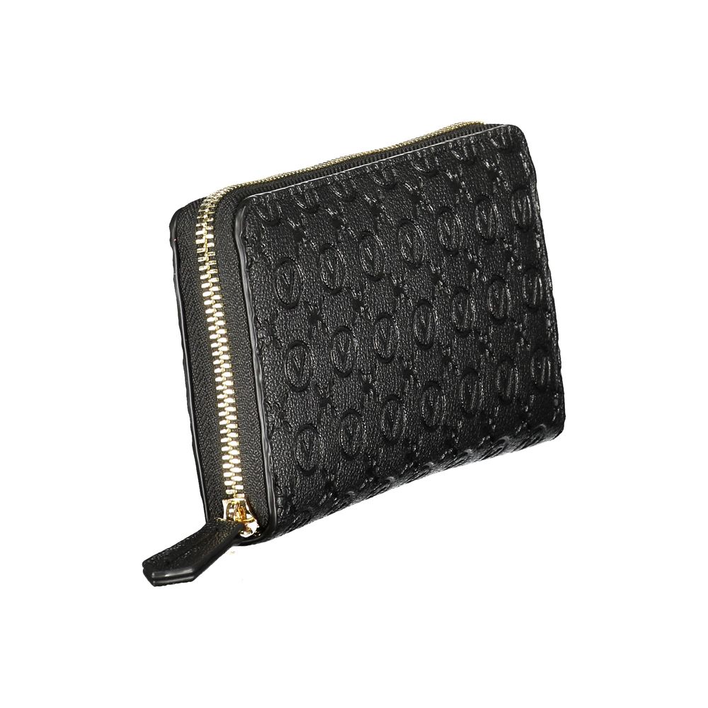 Side view of nero poliuretano woman wallet showing slim design