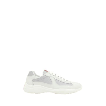Front view of Prada Americas Cup white calf leather mesh sneakers | KILAUE
