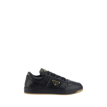 Prada black and white Downtown leather low-top sneakers