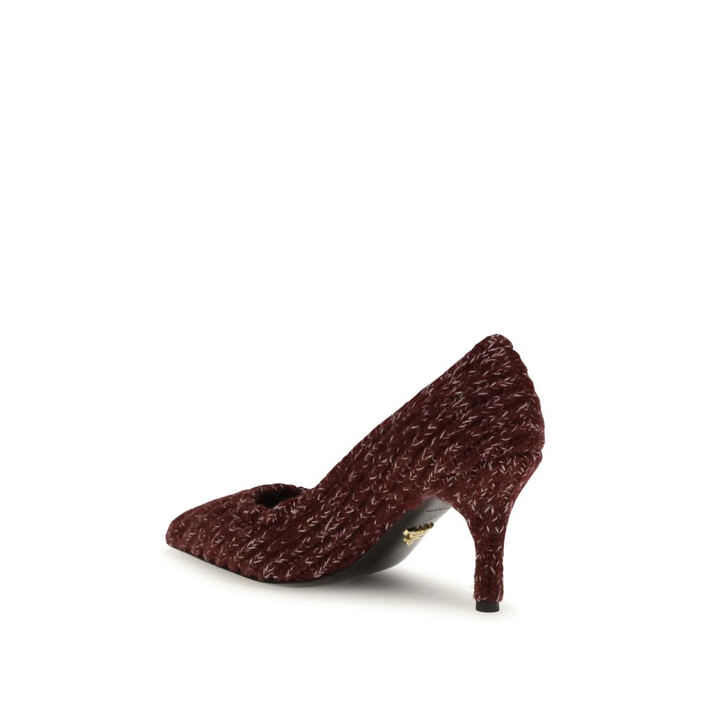 Back view of Prada Bordeaux Calf Leather Stiletto Pumps by KILAUE
