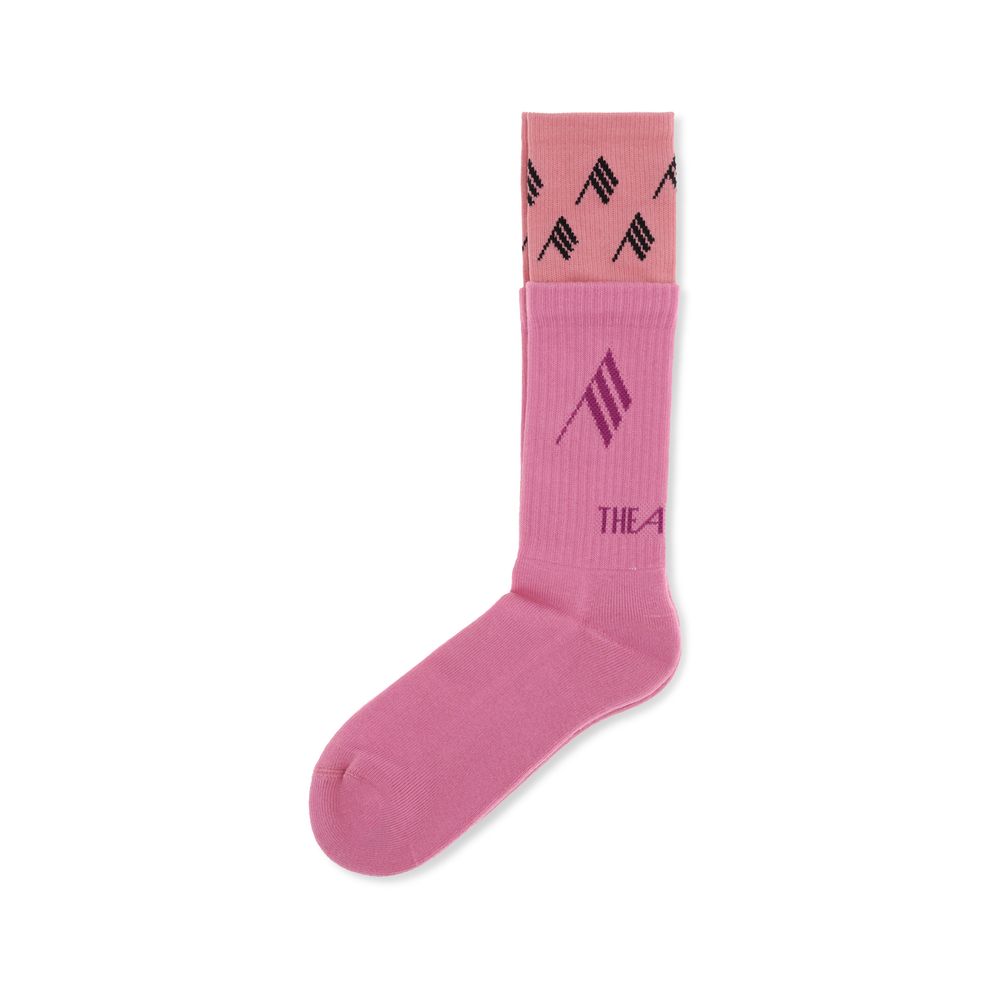 The Attico blue ribbed cotton below-the-knee socks luxury logo hosiery