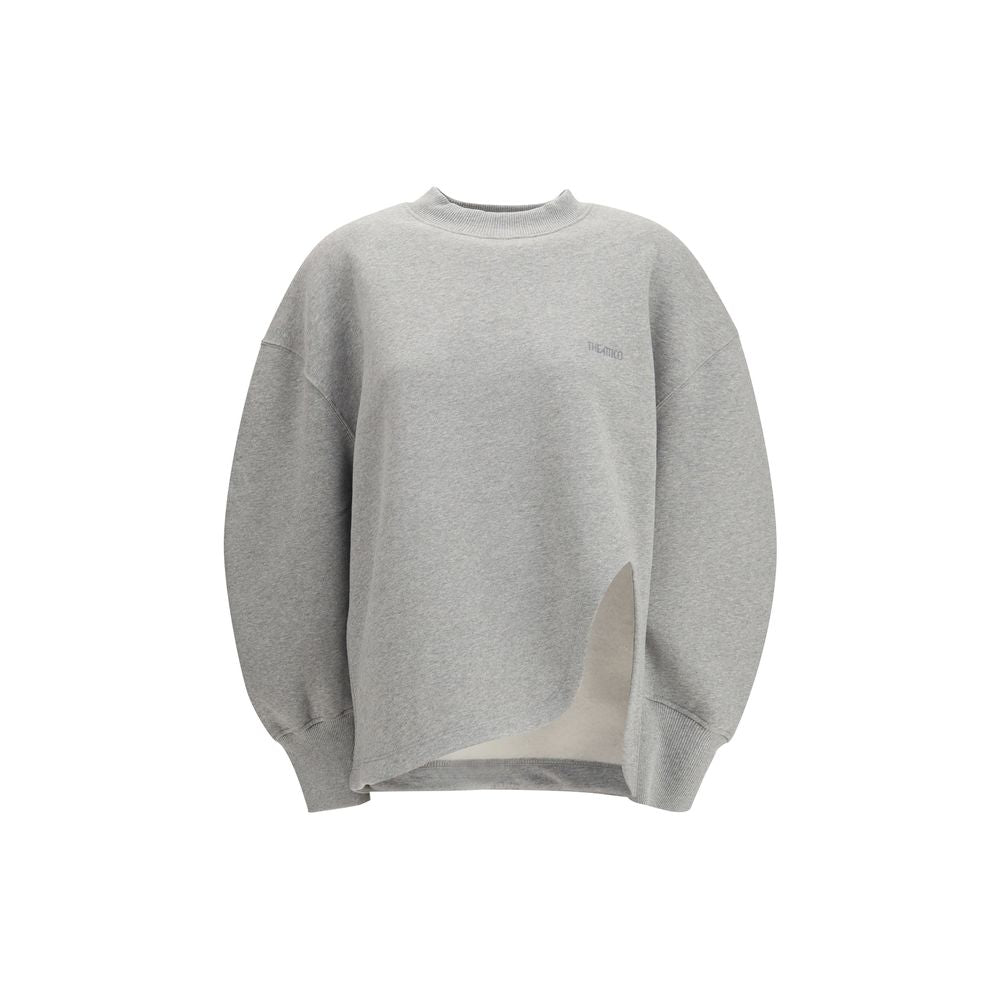 The Attico gray melange oversized hoodie luxury cotton blend jersey sweatshirt