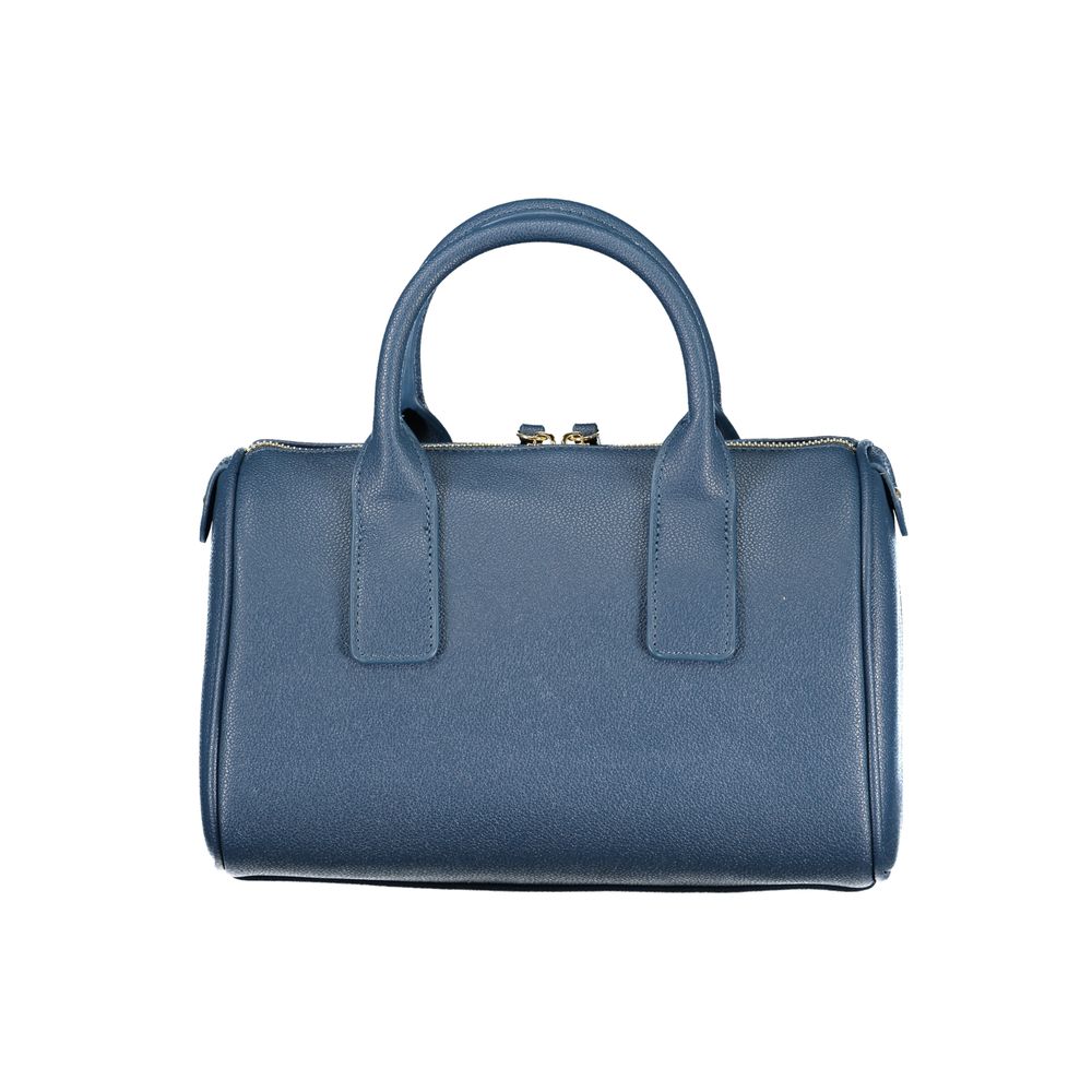 Valentino blu blue structured handbag side view 