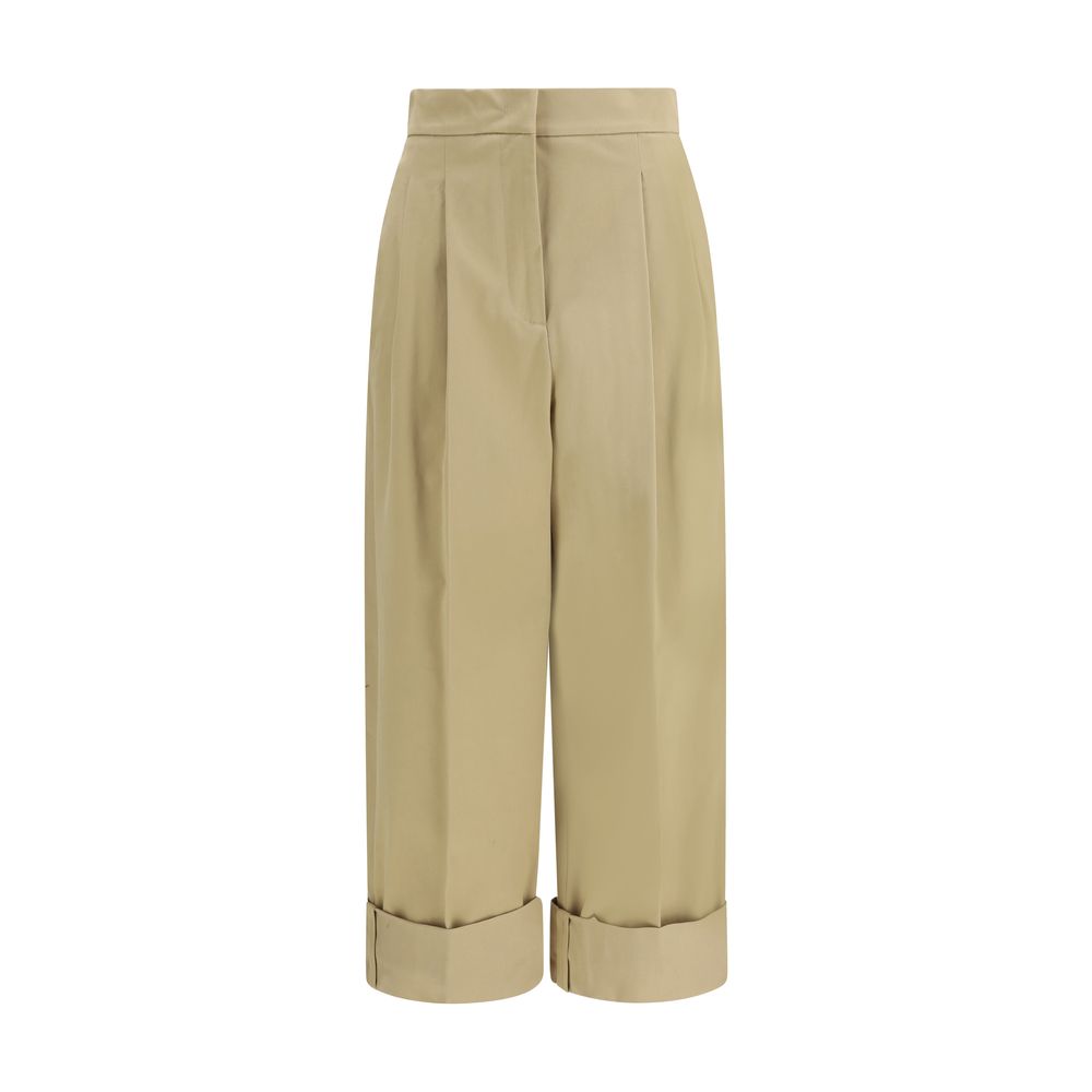 Front view of Weekend Max Mara beige Bronzo cropped trousers