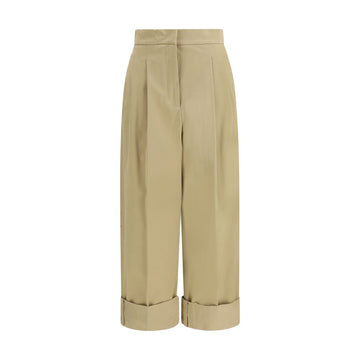 Front view of Weekend Max Mara beige Bronzo cropped trousers