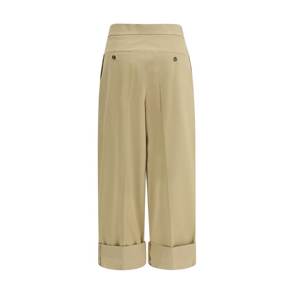 Front view of Weekend Max Mara beige Bronzo cropped trousers