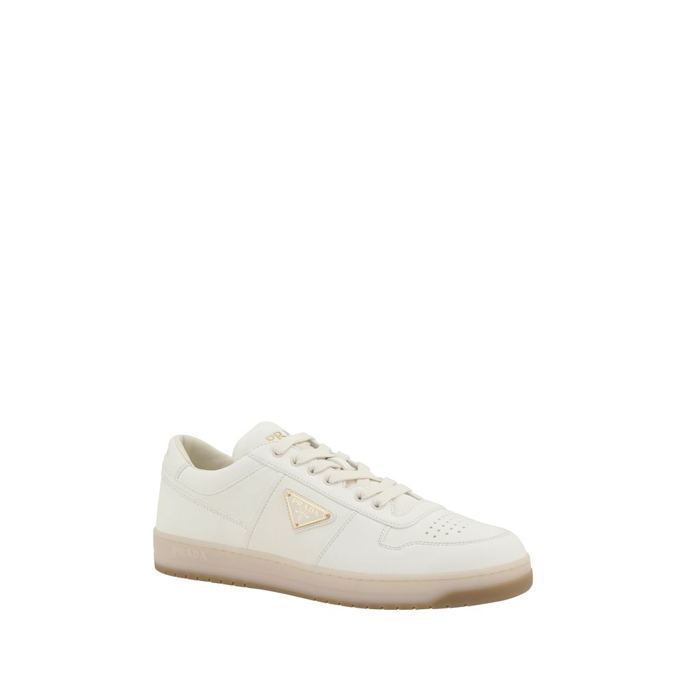 Men’s white leather lace-up low top sneakers